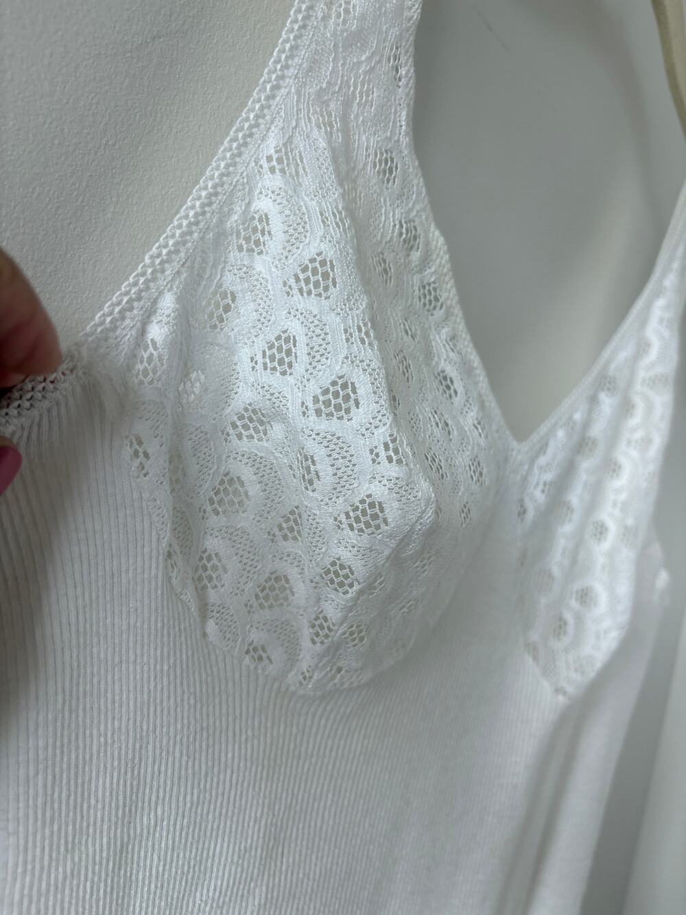 VTG 80s German Schiesser Lace Camisole Sz 46 XL Archival Boudoir Ethereal Boho